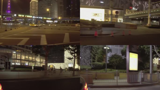 上海浦东夜景 道路镜头 车窗外镜头