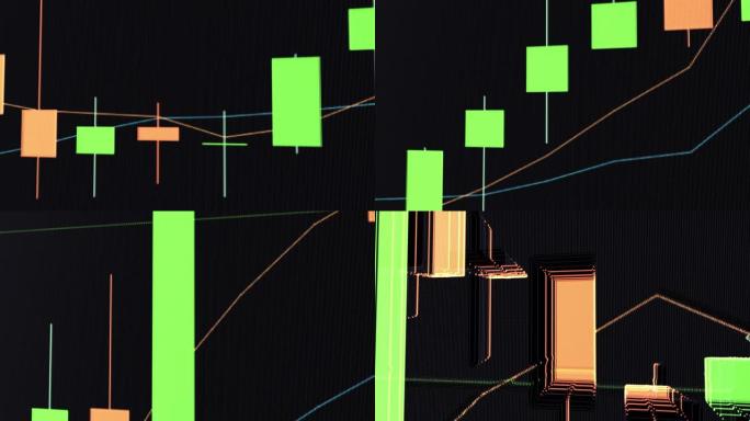 具有3D故障效应的数字内部视角的股票交易