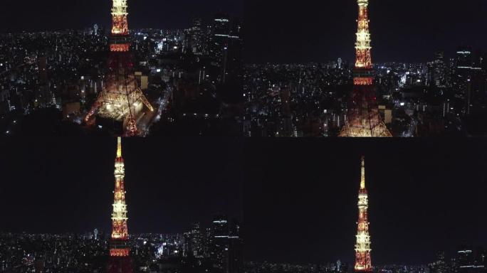 东京电视塔的全景自下而上