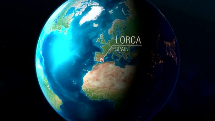 西班牙-洛尔卡-从太空到地球的缩放