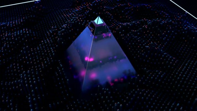 紫外线金字塔和扫描波形无缝循环3D渲染动画