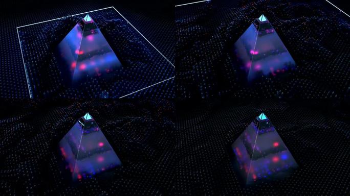 紫外线金字塔和扫描波形无缝循环3D渲染动画