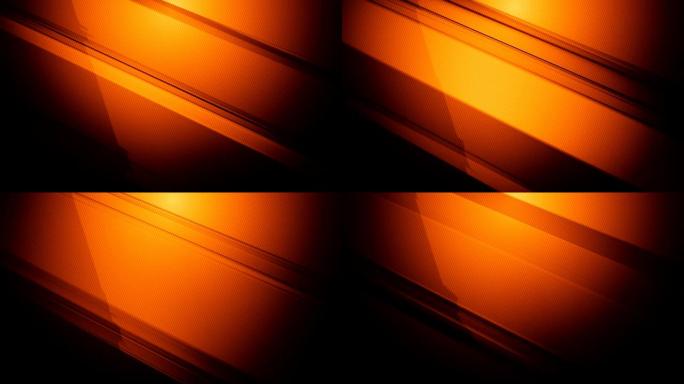 橙色对角线3d矩形尖锐棱镜和长方体在彩色渐变背景上缓慢转动和旋转4k可循环运动视频，用于技术、通信、