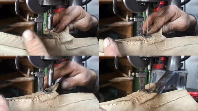 制鞋商正在修鞋