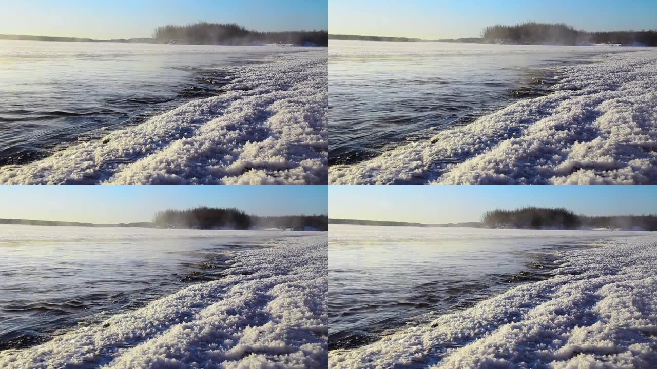 在白雪皑皑的河上飙升