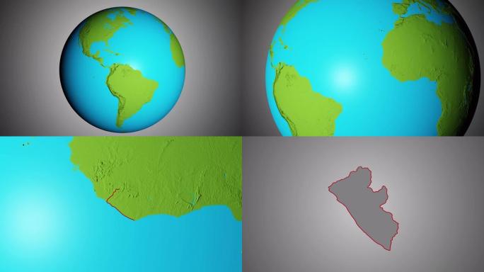 地球与利比里亚的边界图形