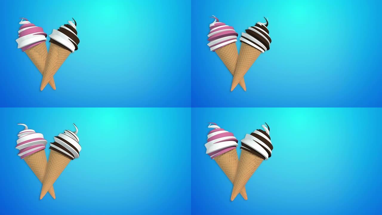香草草莓和香草巧克力冰淇淋蛋卷 (包括Luma哑光，这样你就可以把自己的背景)