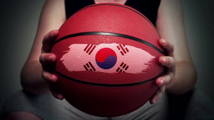 涂有韩国国旗的篮球