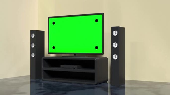 黑色家庭影院绿屏电视技术娱乐3d渲染