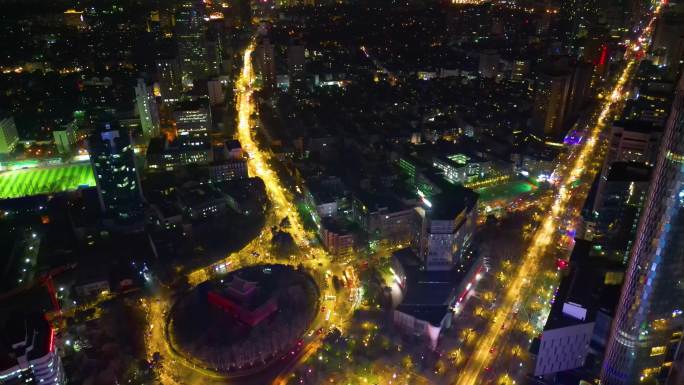 南京市玄武区城市夜景航拍延时