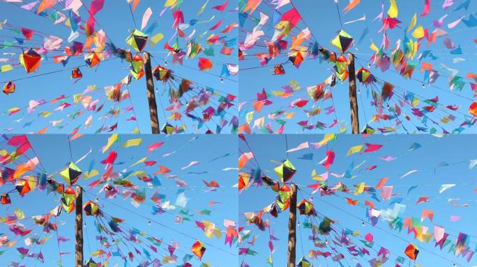 六月巴西的乡村派对装饰着五颜六色的旗帜