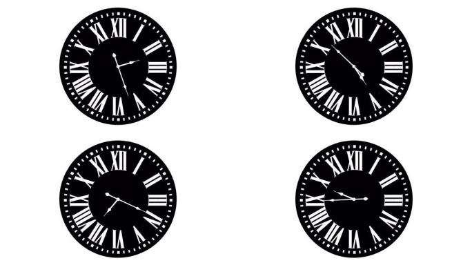 时钟指针像人类的生活一样继续前进-白色背景上的半天