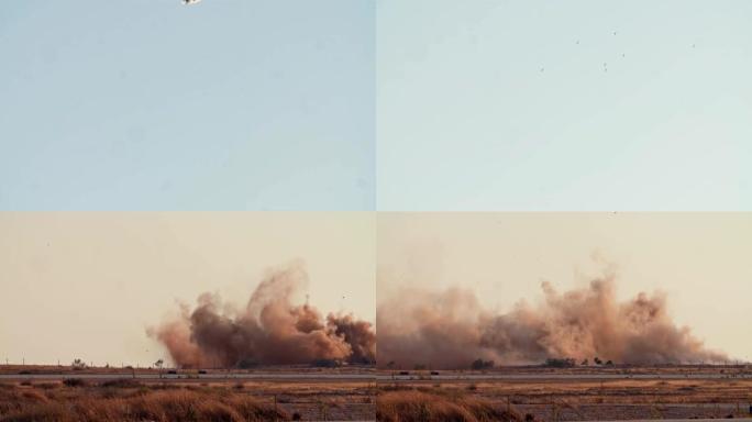 以色列空军F-15投掷炸弹并以大爆炸击中目标