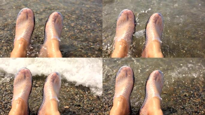 珊瑚拖鞋，度假护脚，男足靠海。