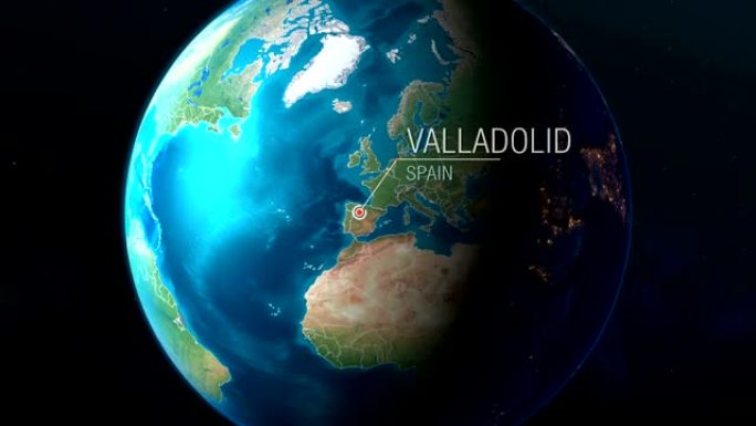 西班牙-巴利亚多利德-从太空到地球的缩放