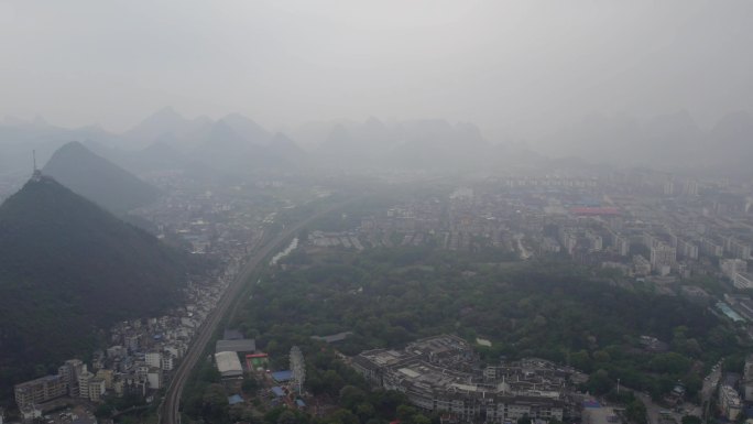 广西桂林高铁站城市航拍