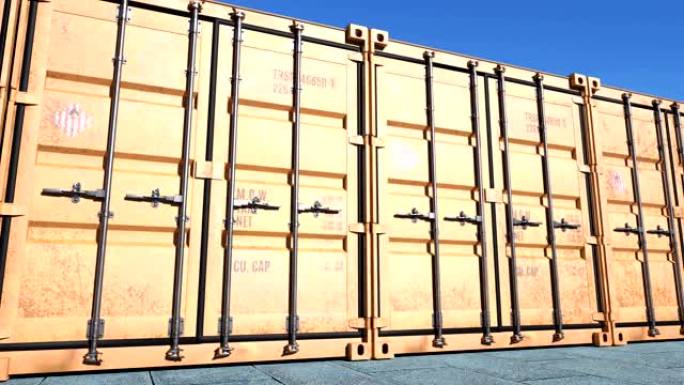 一排货物运输集装箱