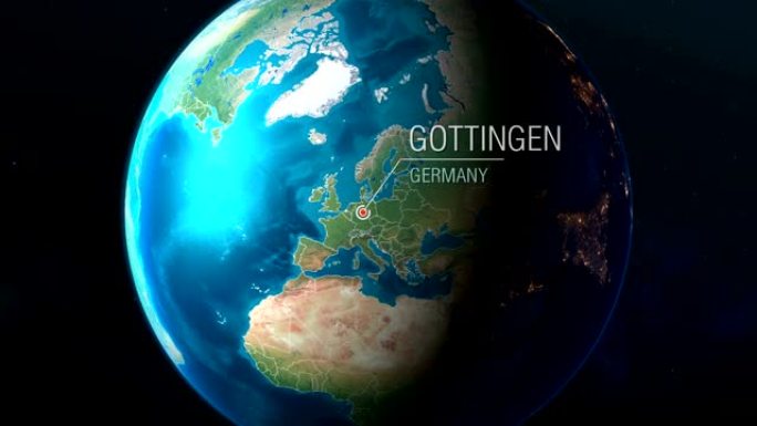 德国-哥廷根-从太空到城市的缩放
