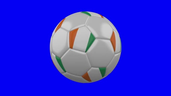 蓝色色键上有科特迪瓦-象牙海岸国旗的足球，循环