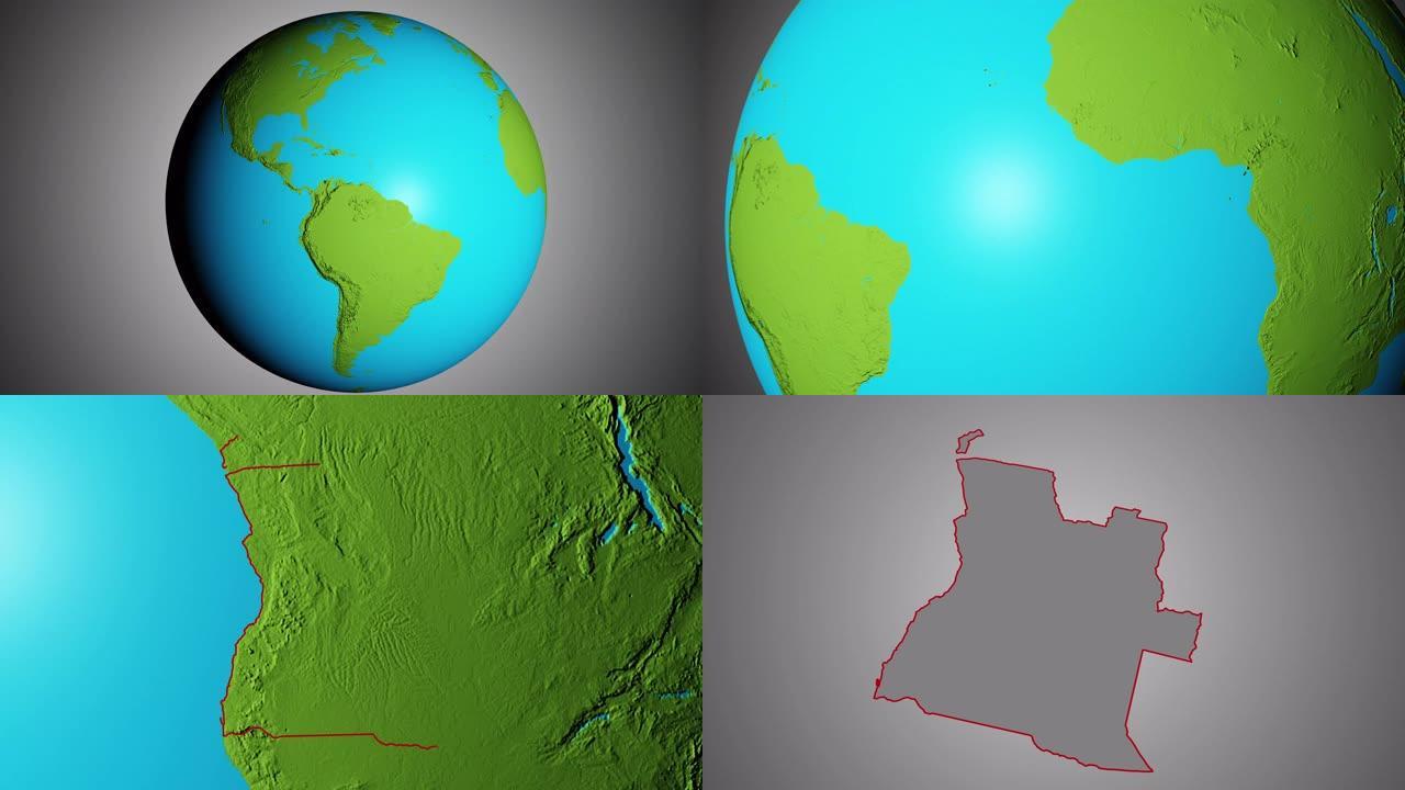地球与安哥拉边界图形