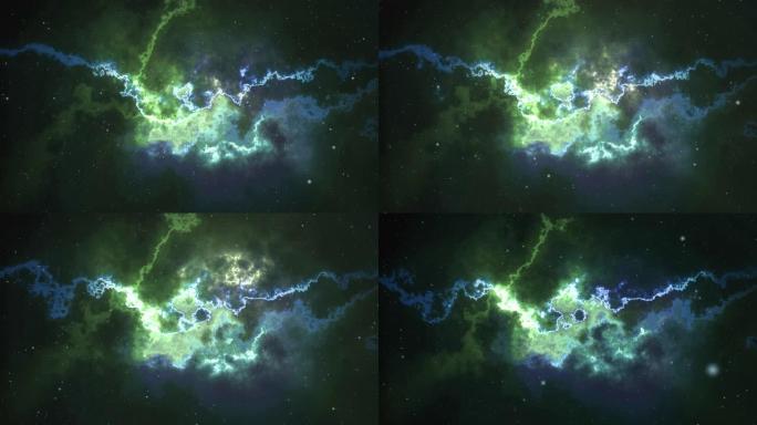 电绿蓝抽象分形宇宙空间循环背景