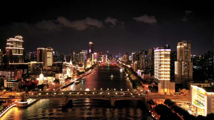 广州 粤海关 塔影楼 人民桥 夜景