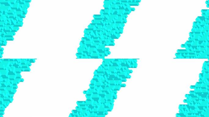 立方体盒子方条3D虚拟等距洗牌波形，区块链技术概念设计插图白色背景上的蓝色无缝循环动画4K，带复制空