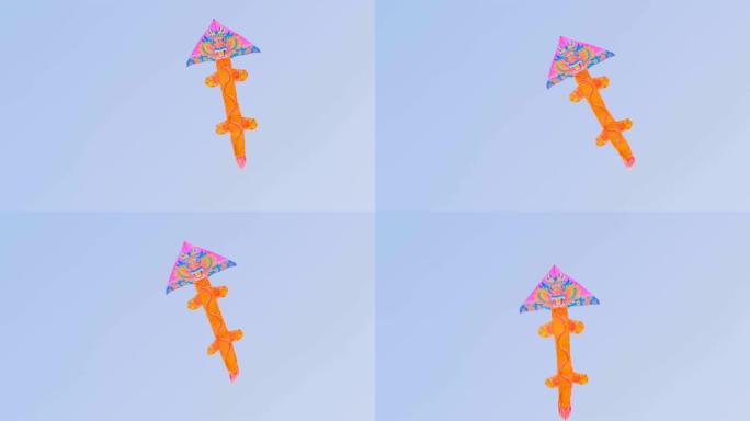 彩色风筝在蓝天中飞翔