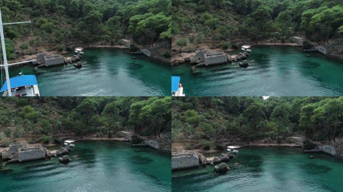 废墟的鸟瞰图/埃及艳后的浴湾 (Hamamkoyu)/穆拉的 “gocek” 地区
穆格拉/土耳其1