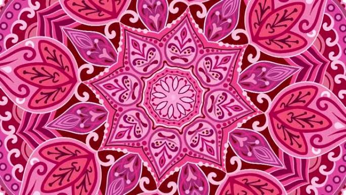 无缝背景红色曼陀罗。带有魔术装饰的圆形花边。印度，奥斯曼，阿拉伯图案