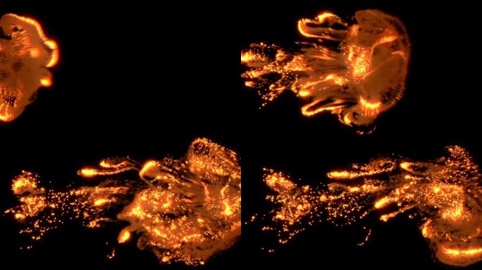 在这个动画中，明亮的火元素以流畅的方式移动。