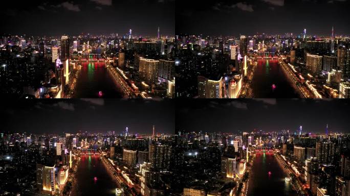 广州  珠江西 人民桥 解放桥 夜景