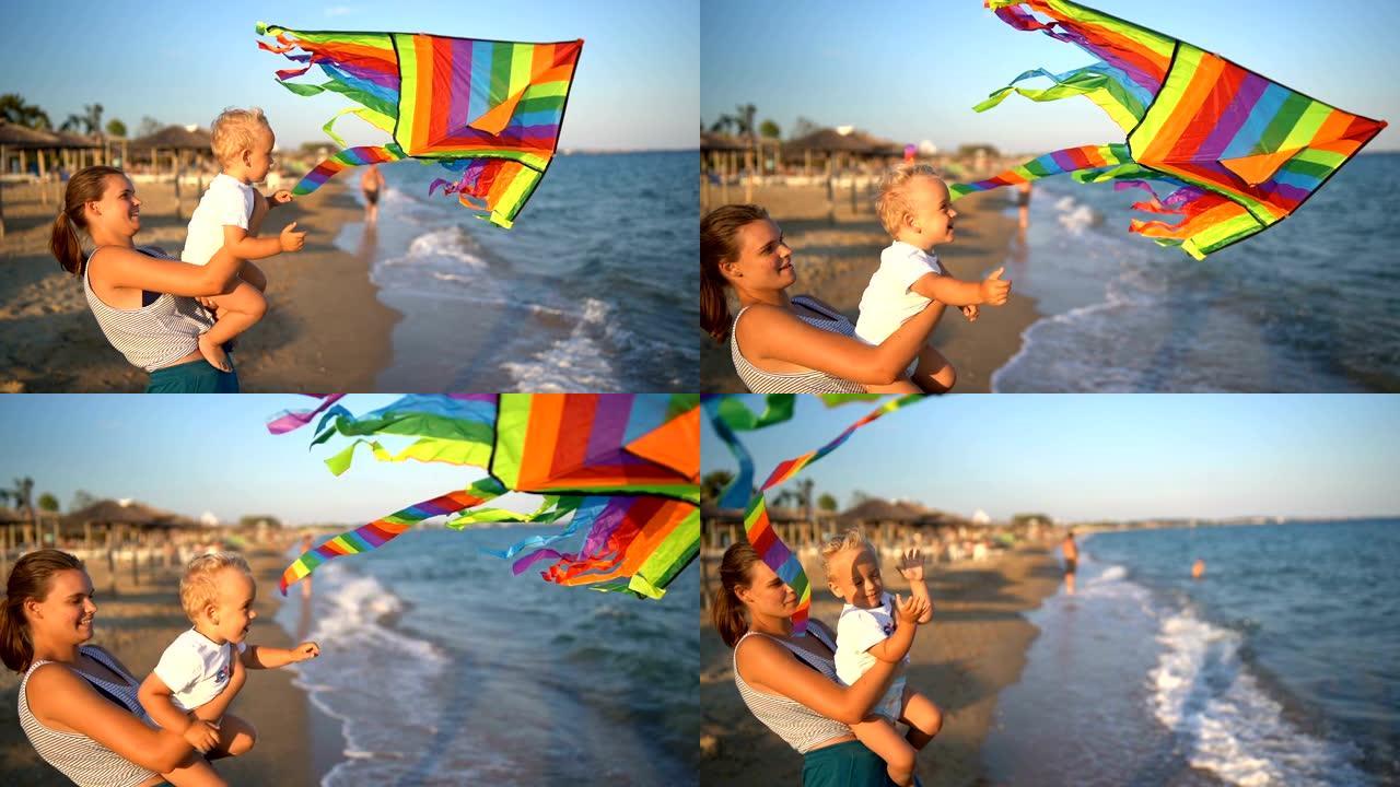姐姐和小弟弟玩风筝