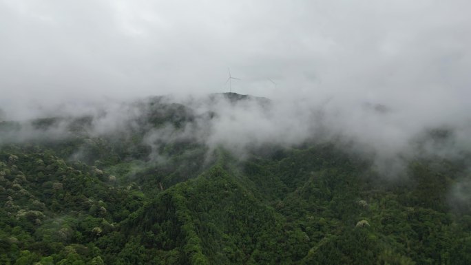 深山云雾缭绕   雨中航拍俯瞰大地山脉