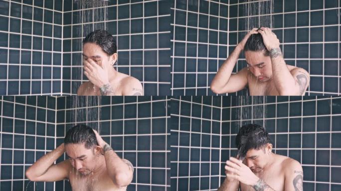 男人洗澡