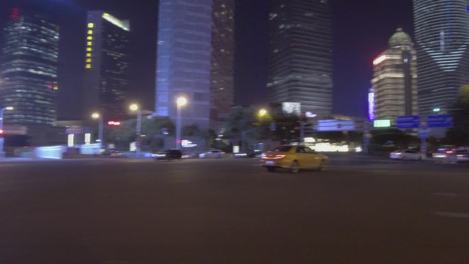 上海陆家嘴 浦东车道 夜景  车窗外镜头