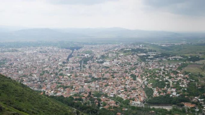 土耳其贝尔加马镇全景，4k分辨率。
