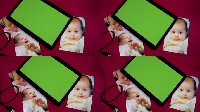 平板电脑绿屏FDV慢速平移漂亮宝宝照片