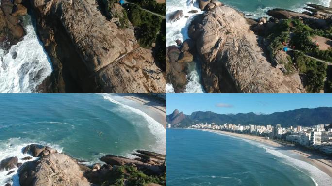 里约热内卢Arpoador Stone的鸟瞰图