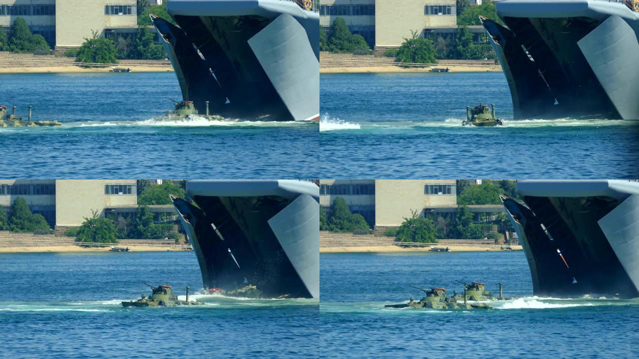 海军步兵装甲运兵车从军舰上登陆