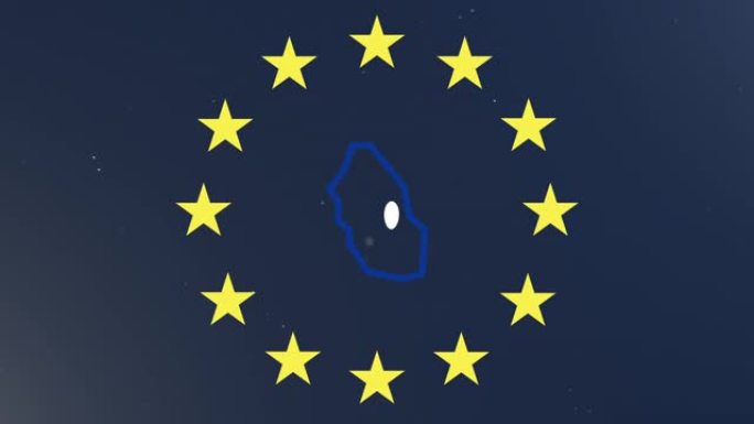 欧盟的星星与卢森堡的轮廓和国旗