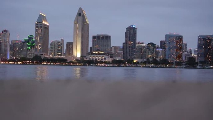 圣地亚哥加州天际线海滩视频夜生活特写