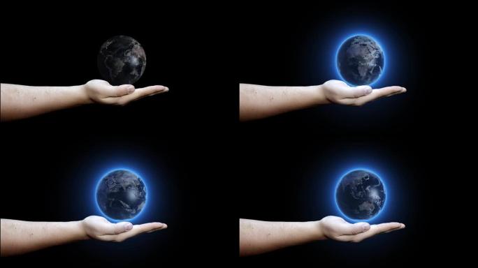人类的手握着旋转的地球