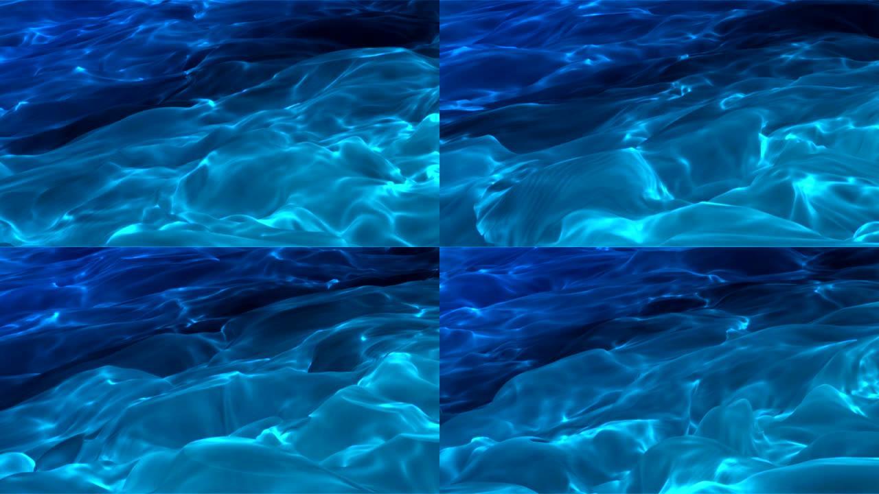 抽象的蓝色水背景。循环