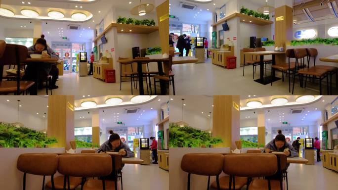 小吃餐厅饭店顾客享用食品延时摄影视频素材