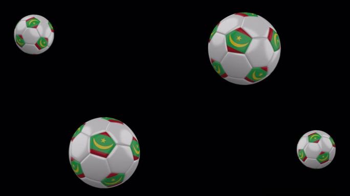足球配毛里塔尼亚旗，慢动作模糊，4k视频配alpha频道