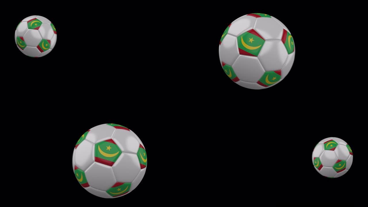 足球配毛里塔尼亚旗，慢动作模糊，4k视频配alpha频道