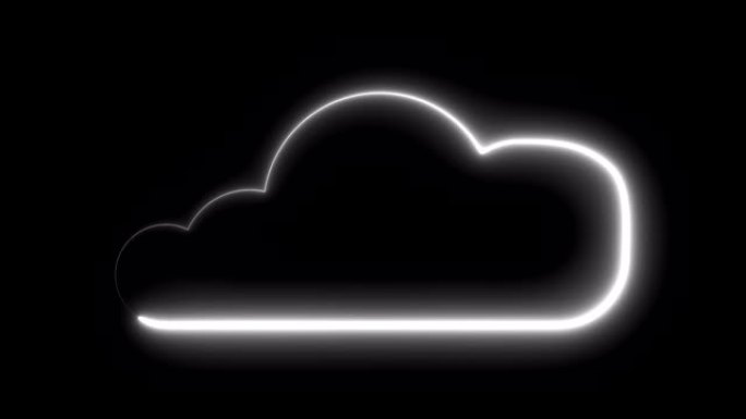 霓虹灯照明的云符号，云技术主题的霓虹灯管艺术设计，3d渲染