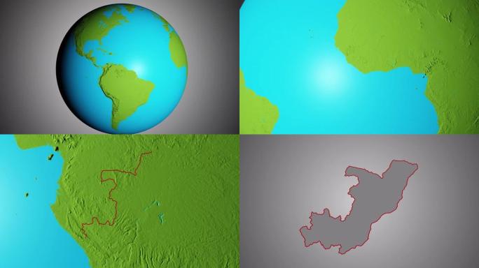 地球与刚果共和国的边界图形