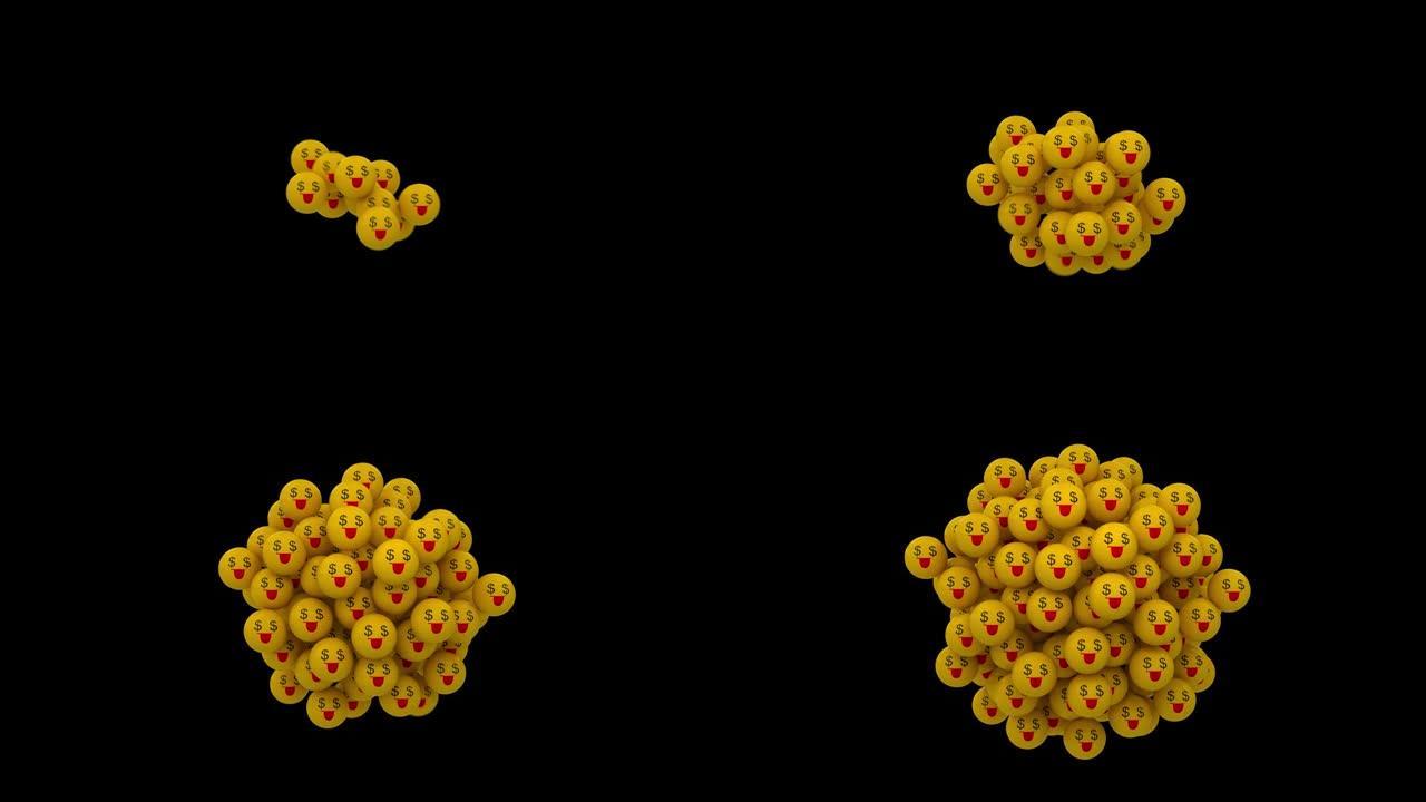 动画弹出钱脸表情符号